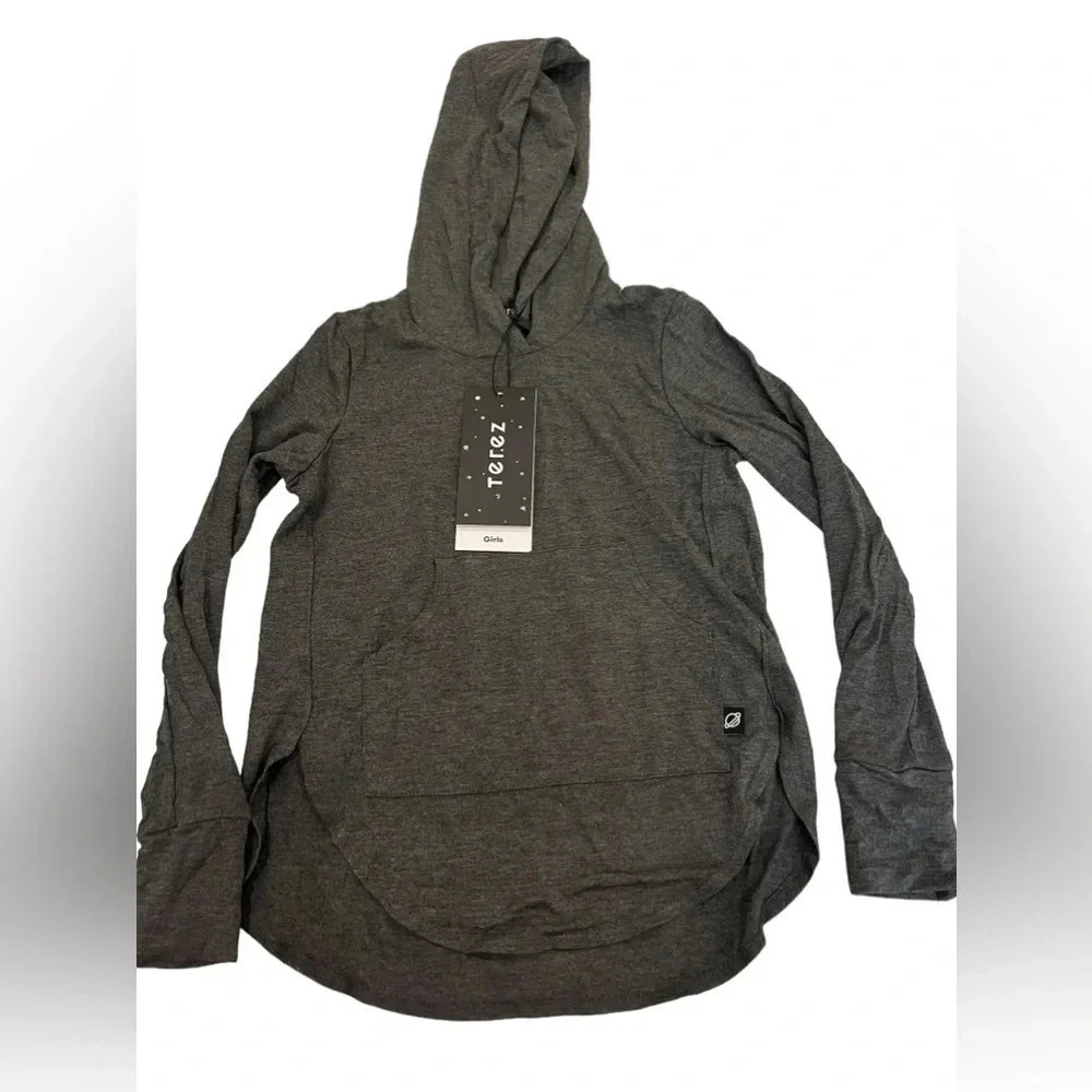 NWT Terez Girls Grey Long Sleeve Pullover with a Hood